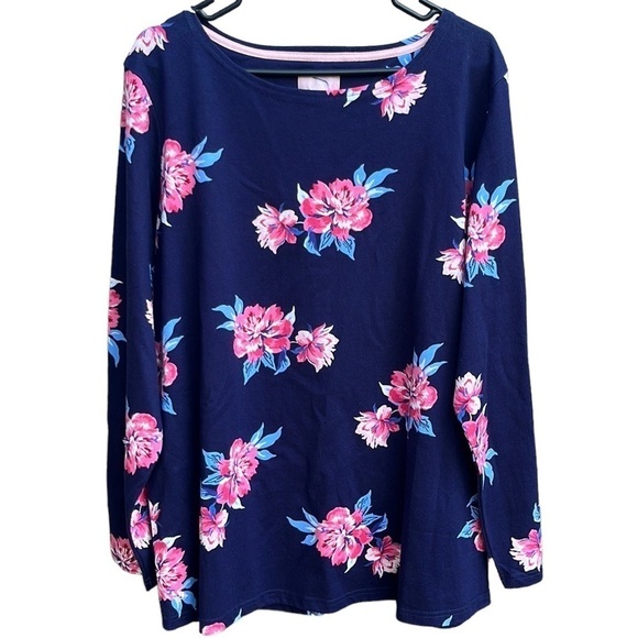 Like New Joules Harbour Print Navy Floral Top - Picture 1 of 6
